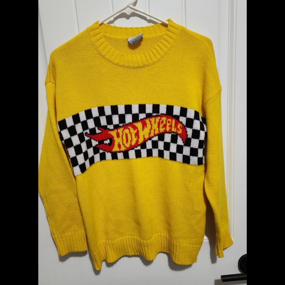 Hot wheels yellow womens sweater S Small Forever 21